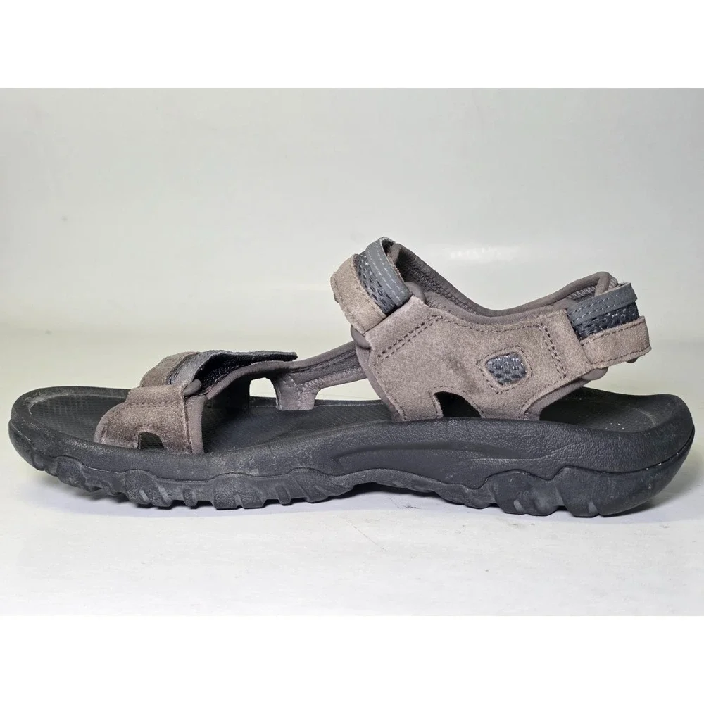 Teva Hudson‎ Men's Sandals Size 9 Gray Suede Fabric Hiking Outdoor Walking Shoes